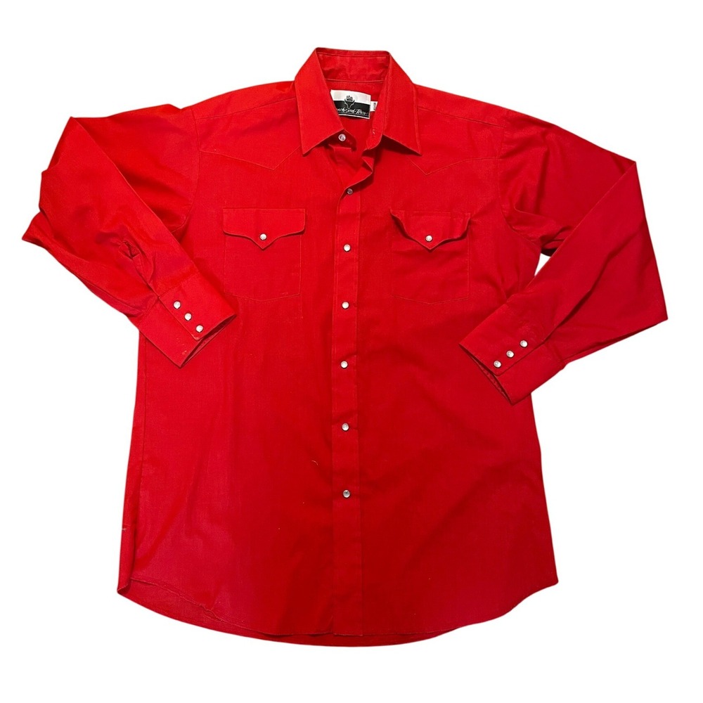 Vintage Western Snap Shirt 90s Ranch and Town Red USA Made Large